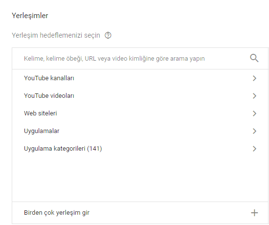 Youtube yerleşimler