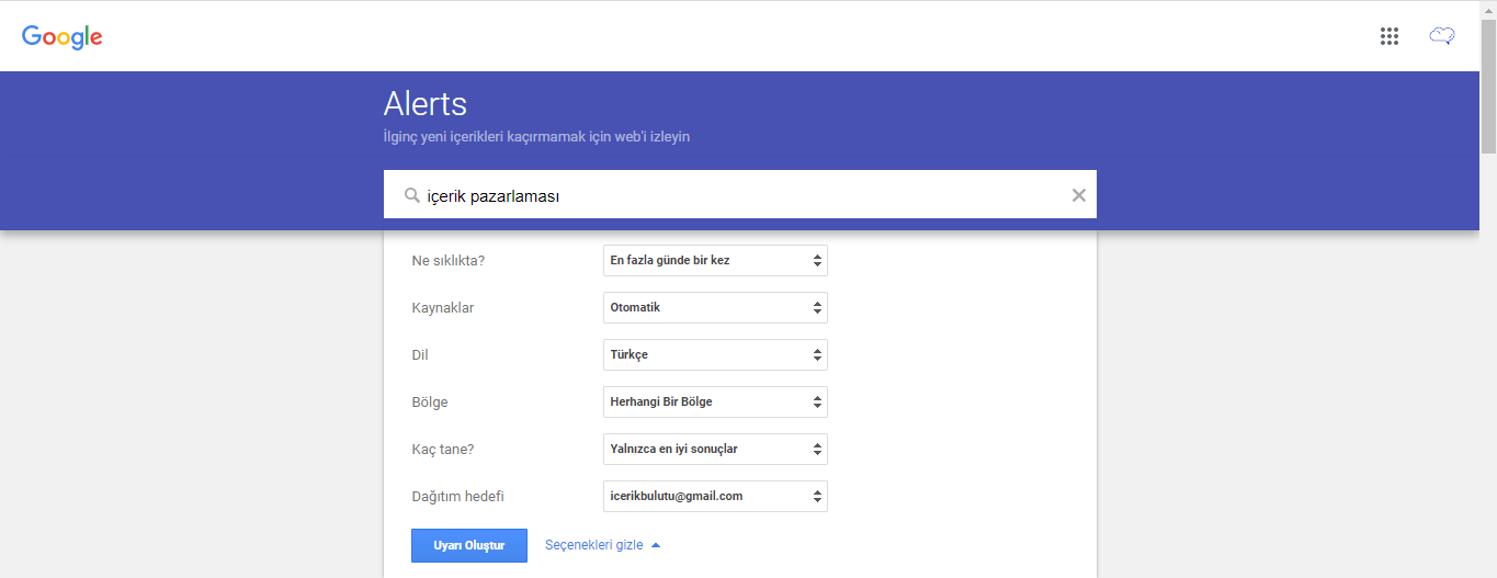 google alerts arama terimi