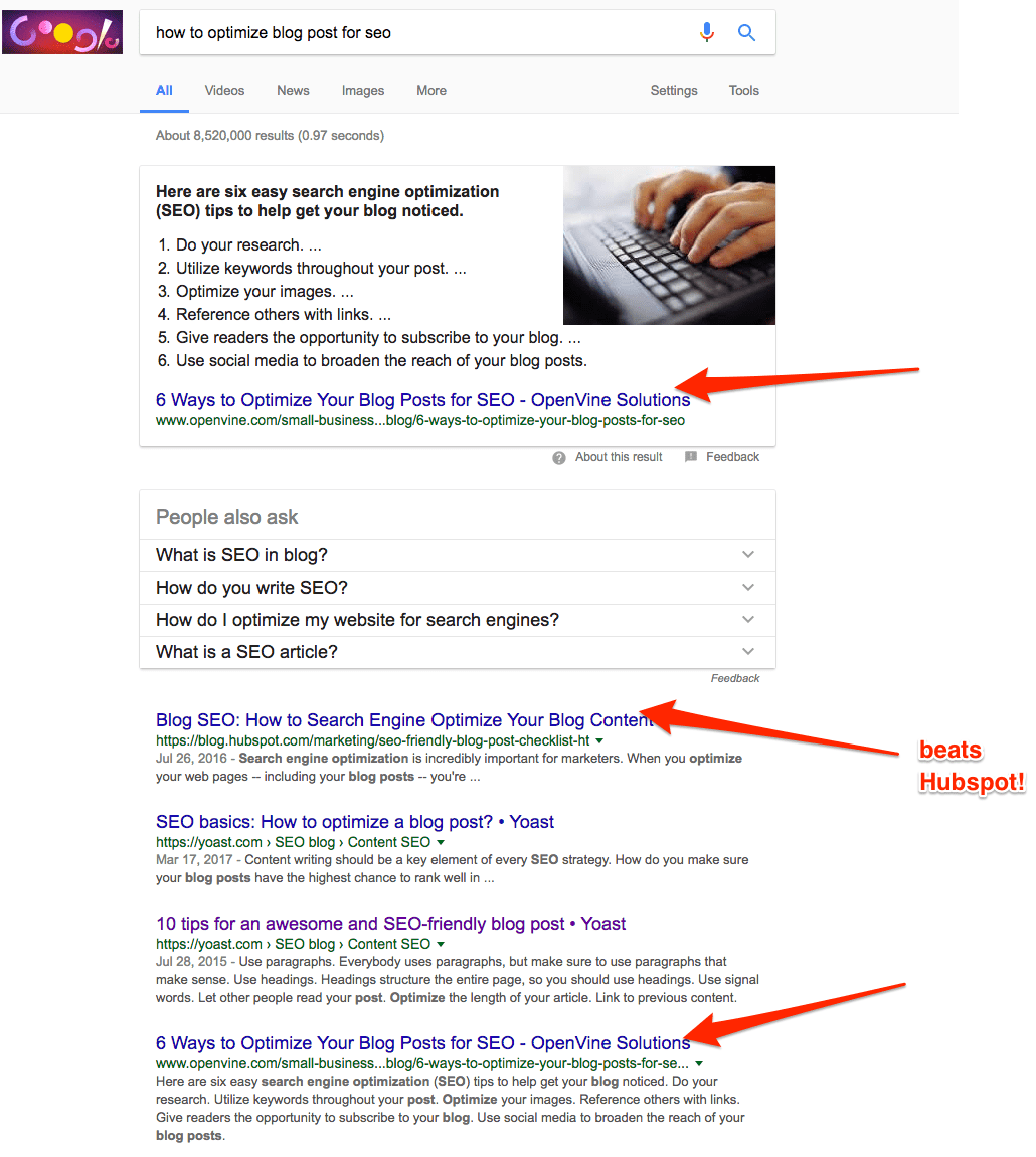 google arama sonuç sayfası