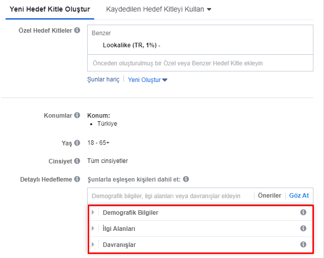 facebook reklam benzer kitle