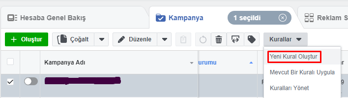 facebook reklam kural oluşturma
