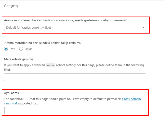 wordpress canonical url ekleme