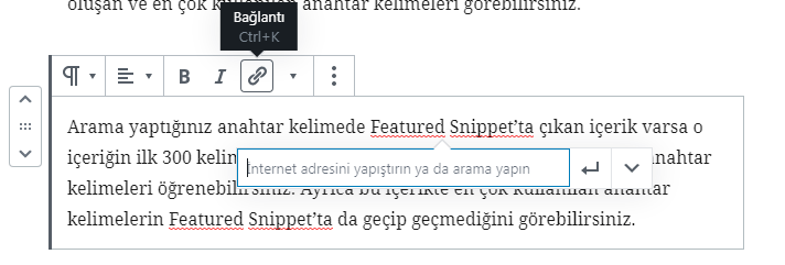 wordpress dahili bağlantı