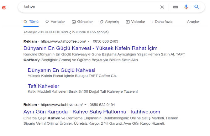 arama ağı reklam örneği
