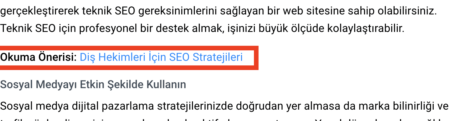 ilgili gönderiler iç linkleme örneği