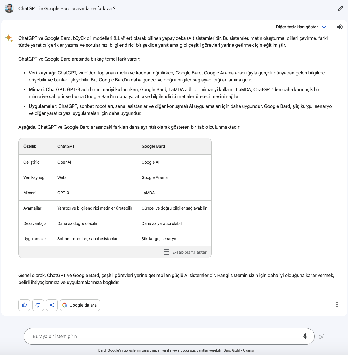 chatgpt google bard farkı